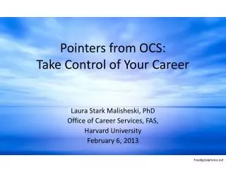 Pointers from OCS: Take Control of Your Career