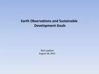 Earth Observations and Sustainable Development Goals