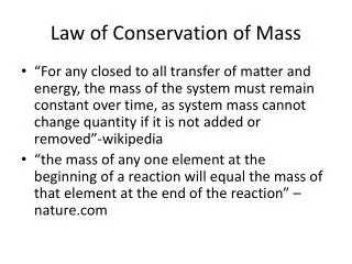 Law of Conservation of Mass