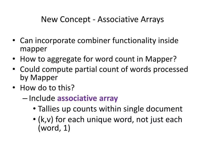 new concept associative arrays