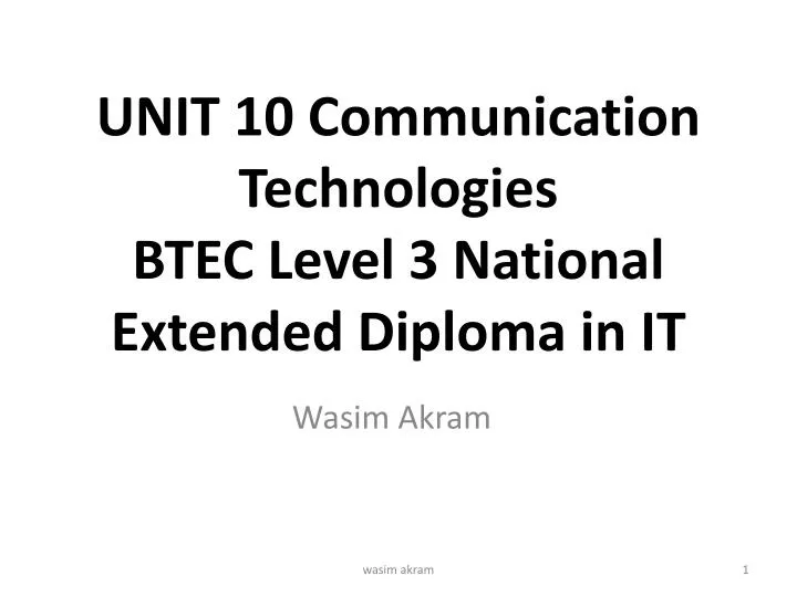unit 10 communication technologies btec level 3 national extended diploma in it