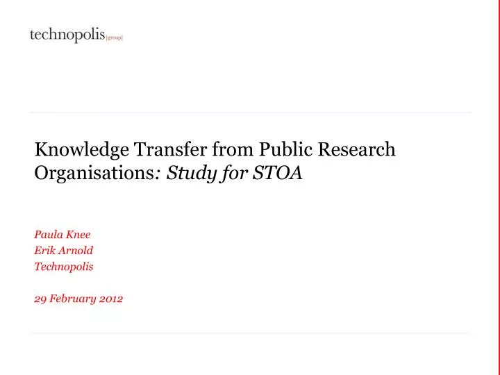 knowledge transfer from public research organisations study for stoa