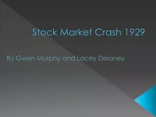 Stock Market Crash 1929