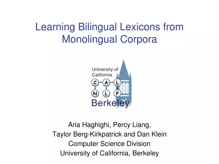 learning bilingual lexicons from monolingual corpora