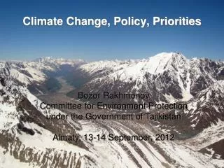 Climate Change, Policy, Priorities