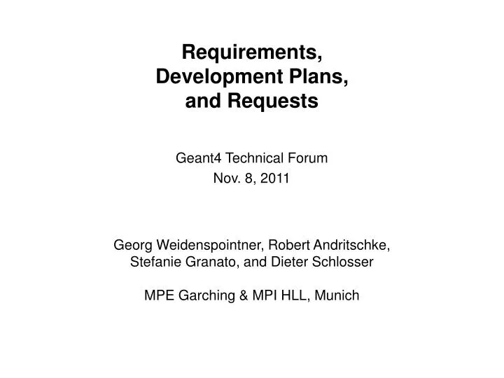 requirements development plans and requests
