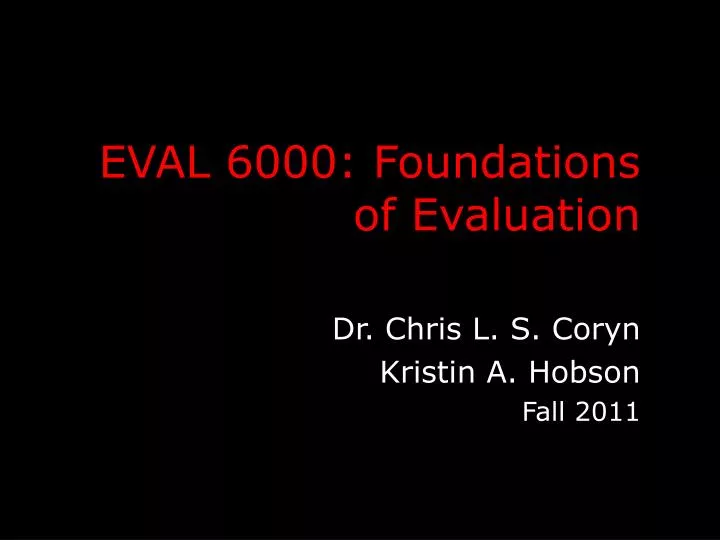 eval 6000 foundations of evaluation