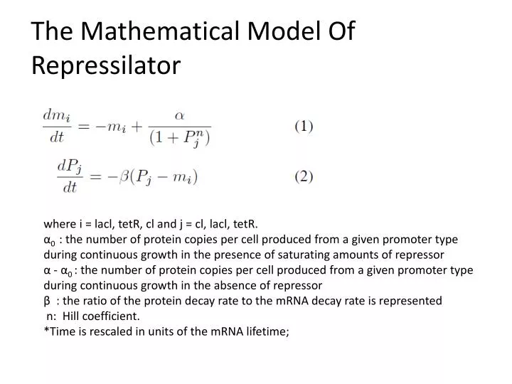the mathematical model of repressilator