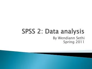 SPSS 2: Data analysis