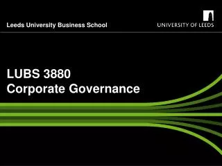 LUBS 3880 Corporate Governance