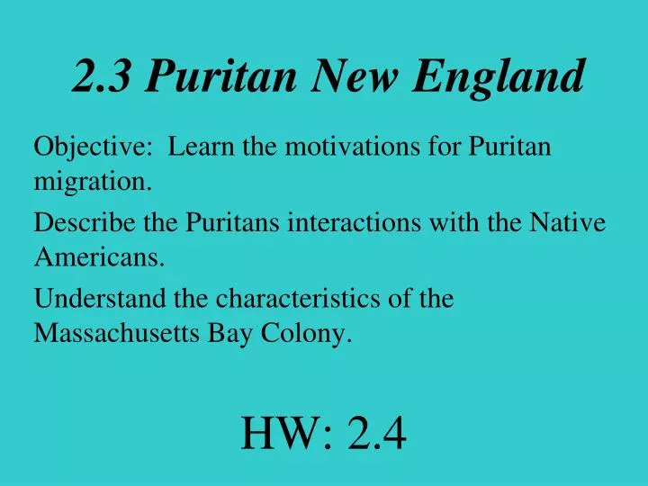 2 3 puritan new england