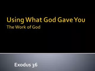 Using What God Gave You The Work of God