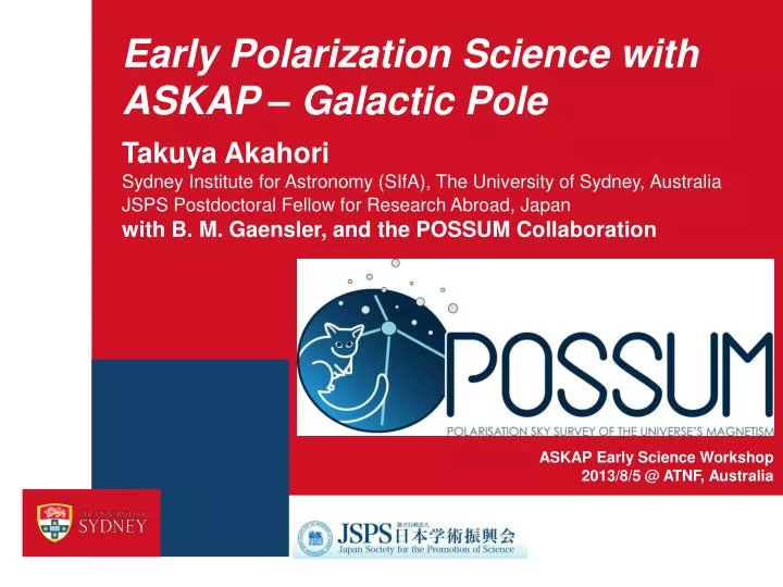 early polarization science with askap galactic pole