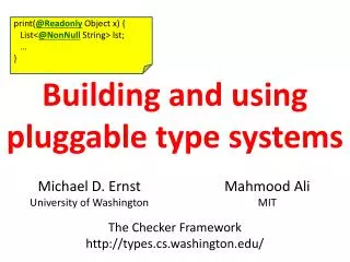 Building and using pluggable type systems