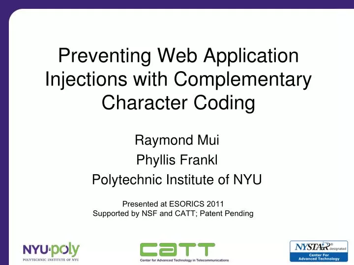 preventing web application injections with complementary character coding