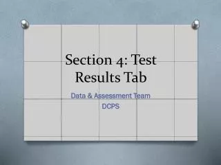 Section 4: Test Results Tab