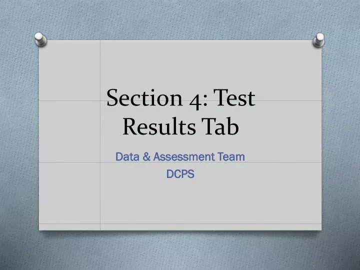 section 4 test results tab