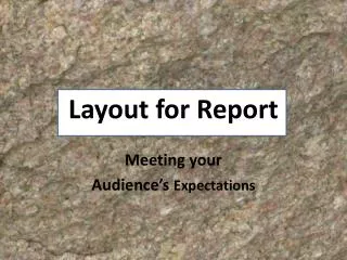 Layout for Report