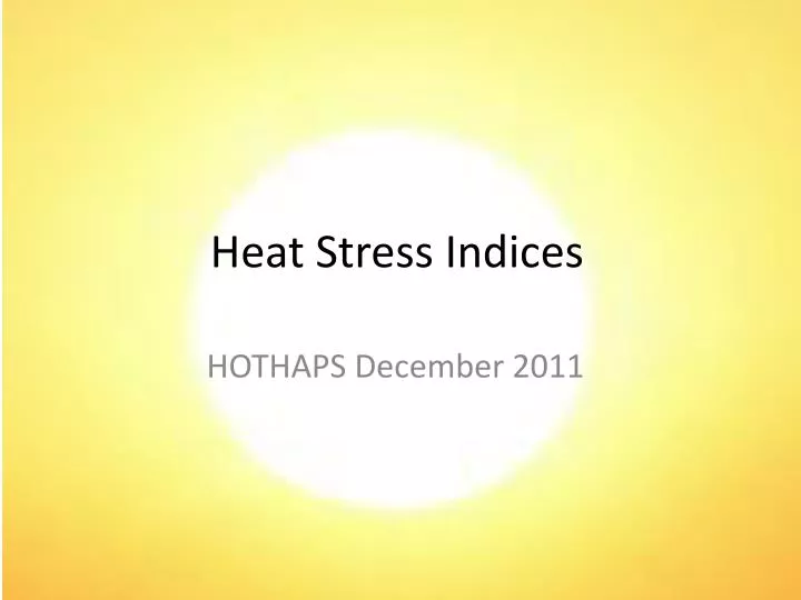 heat stress indices