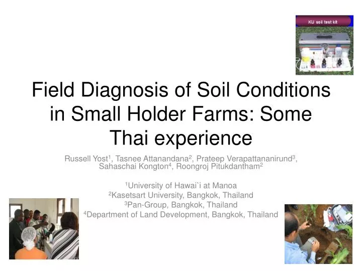 field diagnosis of soil conditions in small holder farms some thai experience