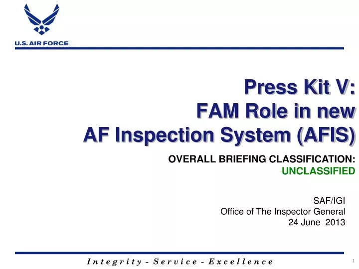 press kit v fam role in new af inspection system afis