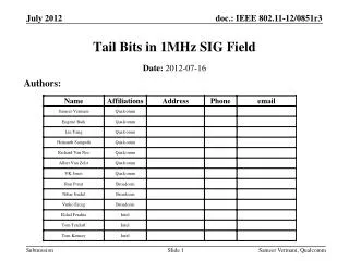 Tail Bits in 1MHz SIG Field