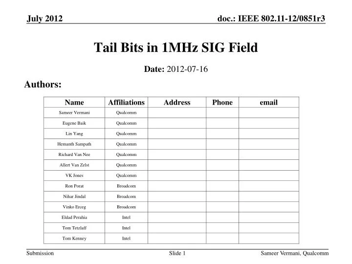 tail bits in 1mhz sig field