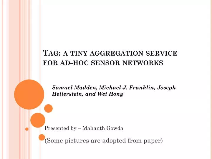 t ag a tiny aggregation service for ad hoc sensor networks