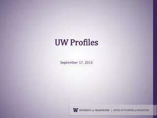 UW Profiles September 17, 2013