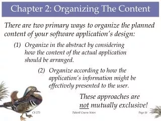 Chapter 2: Organizing The Content