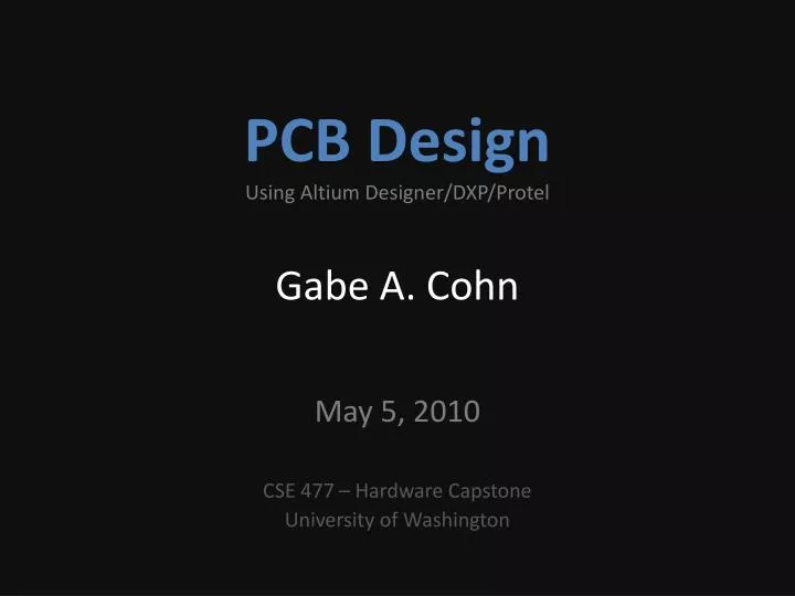 pcb design using altium designer dxp protel gabe a cohn