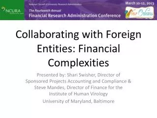 Collaborating with Foreign Entities: Financial Complexities