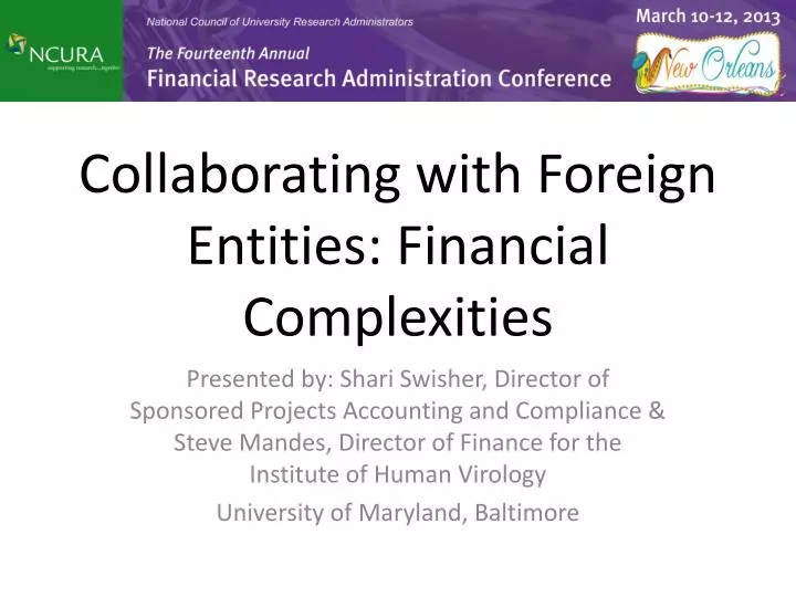 collaborating with foreign entities financial complexities