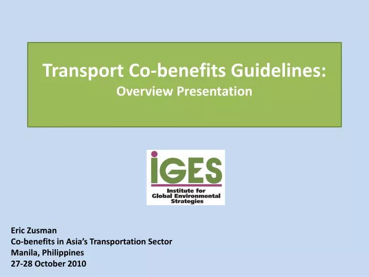 transport co benefits guidelines overview presentation