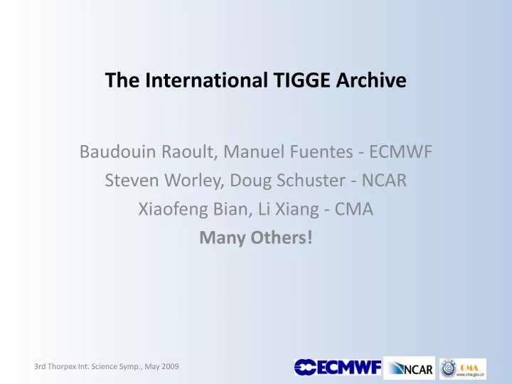 the international tigge archive
