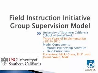 Field Instruction Initiative Group Supervision Model