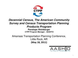 Arkansas Transportation Planning Conference , Little Rock, AR (May 18 , 2011)