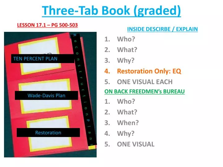 three tab book graded