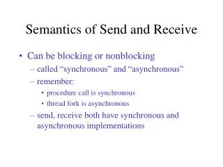 Semantics of Send and Receive
