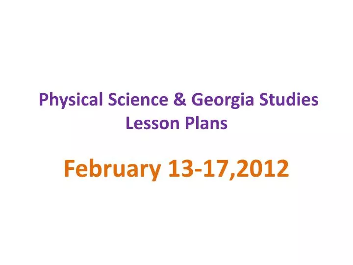 physical science georgia studies lesson plans