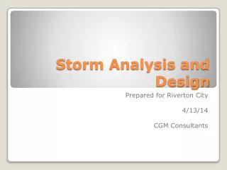 Storm Analysis and Design