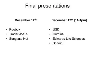 Final presentations