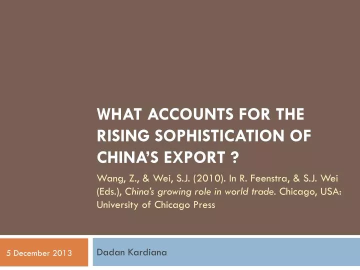 what accounts for the rising sophistication of china s export