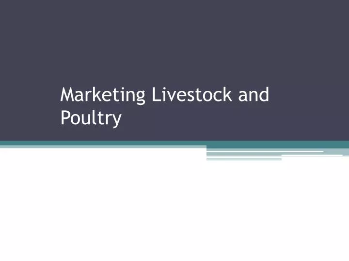 marketing livestock and poultry