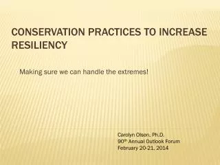 Conservation Practices to Increase Resiliency