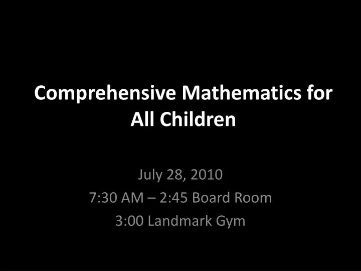 comprehensive mathematics for all children