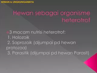 hewan sebagai organisme heterotrof