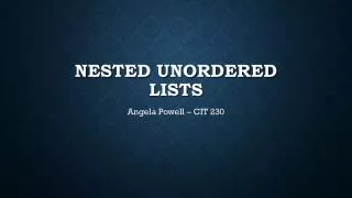 Nested Unordered Lists