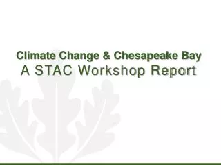 Climate Change &amp; Chesapeake Bay A STAC Workshop Report
