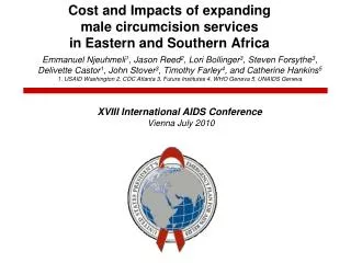 Cost and Impacts of expanding male circumcision services in Eastern and Southern Africa
